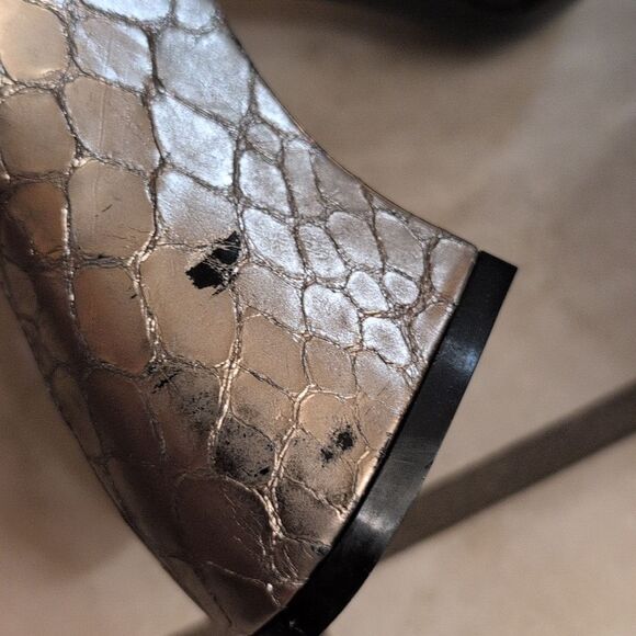 Dries Van Noten Heels Louis IV Modern Snake Print Platform Pewter Silver EU 39 - Picture 11 of 15